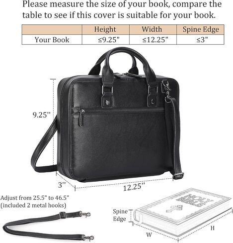 Polare Full Grain Leather Bible Cover Carrying Book Case Large Church Bag Crossbody Bible Protective Book Holder Folder Organizer Portfolio for Men in Kuwait