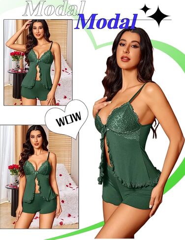 Avidlove بيجامة مجموعة ملابس نوم مثيرة للنساء لينة مشروط بيجامة مجموعات الخامس الرقبة الدانتيل كامي Pjs مجموعات مع السراويل in Kuwait