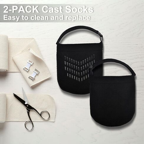 (Upgraded) 2 PCS Protective Cast Socks Toe Covers with Fixed Strap for Foot, Soft Warm Cast Socks Over Cast for Men Women Adults, Adjustable Non-slip Cast Toe Covers Fit for Most Casted Foot in Kuwait