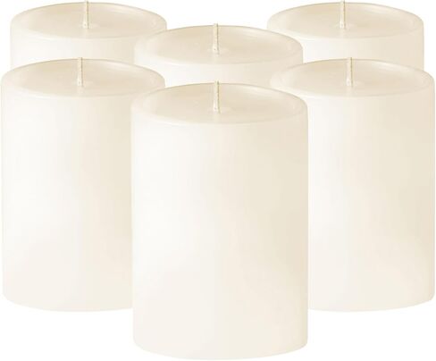 Simply Soson 3x6 inch Ivory Pillar Candles Set of 6, Smooth Texture, Unscented Ivory Candles, Dripless Candles, 3 inch Pillar Candles Ideal as Wedding, Parties, Spas, Dinner, Home Decoration, Church in Saudi Arabia
