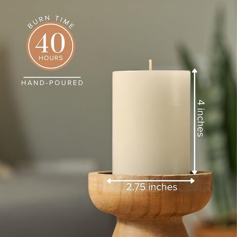 Simply Soson 3x6 inch Ivory Pillar Candles Set of 6, Smooth Texture, Unscented Ivory Candles, Dripless Candles, 3 inch Pillar Candles Ideal as Wedding, Parties, Spas, Dinner, Home Decoration, Church in Saudi Arabia
