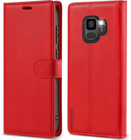 بالنسبة إلى حالة محفظة Samsung Galaxy S9 ، [RFID LOCKING] غلاف PU LEATHY مع حامل البطاقة ، علبة هاتف مغناطيسية لـ Galaxy S9 ، الأرجواني in Kuwait