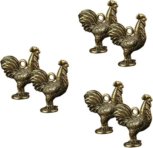 2pcs Wealth Sculpture Organza Bags Rooster Charms Jewelry Necklace Feng Shui Statue Charm Necklace Chinese Zodiac 12 Zodiac Signs Charm Rooster in Jewelry Making Decor Scissors Key in Kuwait