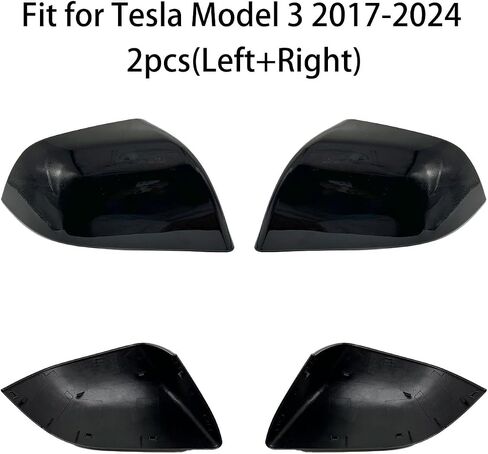 مناسب لأغطية مرايا الرؤية الخلفية طراز Tesla 3، غطاء مرآة جانبية طراز Tesla 3 2017-2024، أغطية مرايا الباب/إكسسوارات مرآة السيارة، مصنوعة من مادة ABS (نمط ألياف الكربون الساطعة) in Saudi Arabia