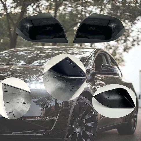 مناسب لأغطية مرايا الرؤية الخلفية طراز Tesla 3، غطاء مرآة جانبية طراز Tesla 3 2017-2024، أغطية مرايا الباب/إكسسوارات مرآة السيارة، مصنوعة من مادة ABS (نمط ألياف الكربون الساطعة) in Saudi Arabia