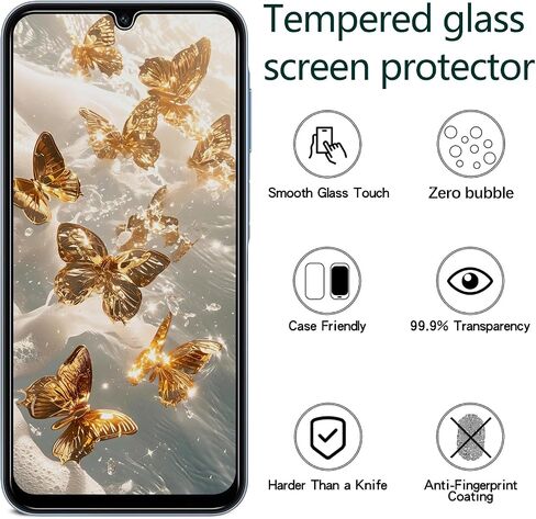 KAREEN 2-Pack Screen Protector for Samsung Galaxy A15 5G Tempered Glass, Anti Scratch, Bubble Free, 9H Hardness, Easy to Install in Kuwait