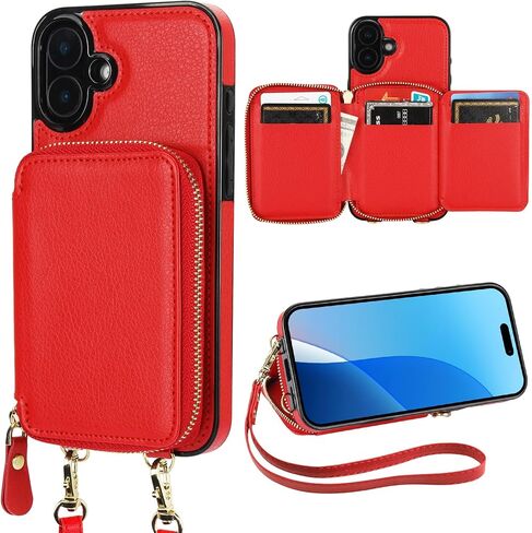 Bocasal RFID Blocking Wallet Case for iPhone 16 Plus, Adjustable Crossbody Zipper Purse Case Card Holder with Kickstand Detachable Wrist Strap, PU Leather Flip Folio Case 6.7 Inch 5G (Mint Green) in Kuwait