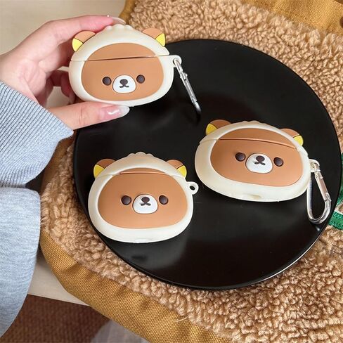 Wireless Charging Earphone Case Compatible with Airpods 4, Cute Animal Lying Panda Design Soft Silicone Full Body Protective Skin Cover, Kids Girls Women Cartoon Earbuds Accessories with Pendant in Kuwait