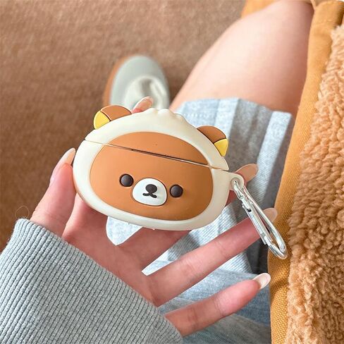 Wireless Charging Earphone Case Compatible with Airpods 4, Cute Animal Lying Panda Design Soft Silicone Full Body Protective Skin Cover, Kids Girls Women Cartoon Earbuds Accessories with Pendant in Kuwait