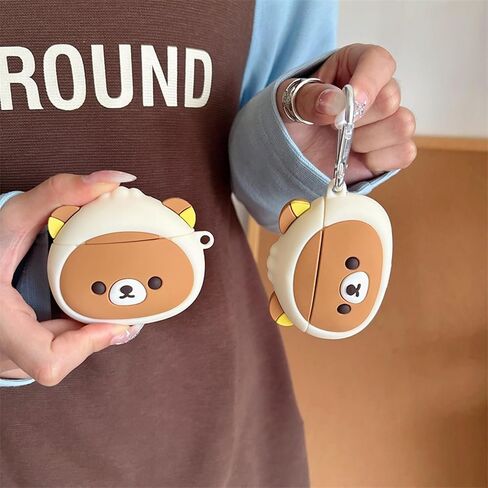 Wireless Charging Earphone Case Compatible with Airpods 4, Cute Animal Lying Panda Design Soft Silicone Full Body Protective Skin Cover, Kids Girls Women Cartoon Earbuds Accessories with Pendant in Kuwait