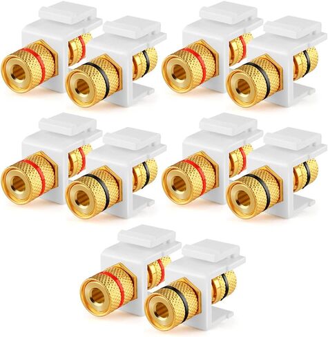 TNP Banana Jack Keystone Insert (Set of 2) - Stereo Speaker Banana Connector Binding Post Snap in Adapter Socket Female Port Inline Coupler for Wall Plate Outlet Panel, 2 Channel Black + Red (1 Pack) in Kuwait