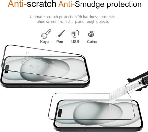 بالنسبة إلى Apple iPhone 14 بالإضافة إلى حامي شاشة الزجاج المقسّر وحامي عدسة الكاميرا [HD Clear] [Anti Scratch] [سهلة التثبيت] تغطية كاملة متوافقة مع iPhone 14 Plus 6.7 بوصة [2+2Pack] in Kuwait