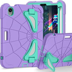 حالة Kids for iPad Mini 7 A17 Pro 2024/ Mini 6 8.3 بوصة ، علبة العنكبوت لجيل iPad Mini السادس السادس ، غطاء واقعي كامل الصدمات مع حامل قلم رصاص ، Kickstand (Red+Black)