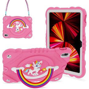 XZC Case for iPad 10th Generation 10.9 Inch 2022 Unicorn Heavy Duty Shockproof Rugged Cover with Built-in Stand/Strap (Pink) in Kuwait