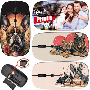 maizi Wireless Mini Mouse for PC MacBook Notebook Computer, Wireless Mini Mice MKADAU French Bulldog Travel Mouse 2.4G USB Receiver Manufacturered in USA
