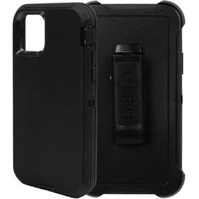 for iPhone 12 Pro Max Case,[Military Grade] Heavy Duty Double Layer Protection Shockproof Case with Belt Clip for iPhone 12 Pro Max (Pink-White)