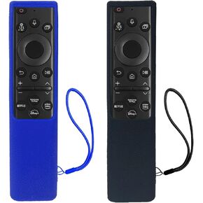 2 Pack Remote Cover for Samsung Smart TV, Case Compatible with Samsung Solar Cell Remote 2021 2022 BN59-01357 01385 01265A Glow in The Dark Silicone Protective Remote Skin Sleeve- Glow Green+Glow Blue