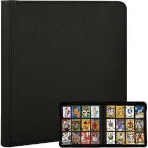 Card Binder-12 Pockets Trading Card Binder for Holding 480 Cards with 20 Two-Sided Pages，Compatible with Game Cards, Comic Trading Collectible Cards and Sports Cards– Black