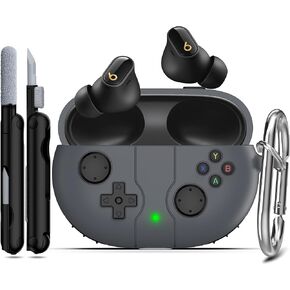 RFUNGUANGO Beats Studio Buds + (2023) / Beats Studio Buds (2021) Silicone Protective Case with Gaming Console Theme with Cleaning Tool/Key Fob for Beats Studio Buds-Dark Gray