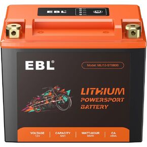 EBL Replaces YTX5L-BS YTX4L-BS YTZ5S-BS YTZ6-BS YTX7L-BS YTZ7S-BS Motorcycle Battery Lithium LiFePO4 12V 3.5Ah 210A Powersports Battery for ATV, UTV, Jet Ski, Snowmobile, Quad, Motor bike, Tractor