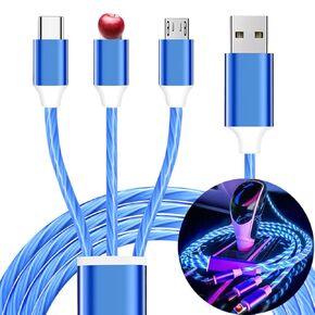 6.6 feet 3 in 1 Light up Charging Cable, Multiple Light up Phone Charger Cord, 3 Way Led Phone Charger Cable, Multi Chargers for Most Devices, for Travel/Drive/Mobile Games