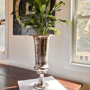 WHW Whole House Worlds Iconic Silver Trophy Floor Vase, Free Standing, Thick Metal, Hand Cast Aluminum, 19 Inches, Modern in Kuwait