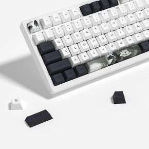 KBDIY 142 KEYS INK LOTUS PBT KEYCAP Custom Cherry Profile Dye-Sublimation PBT White Custom Keyboard Keycap for 61/64/68/84/87/100/104/108 لوحة مفاتيح ميكانيكية