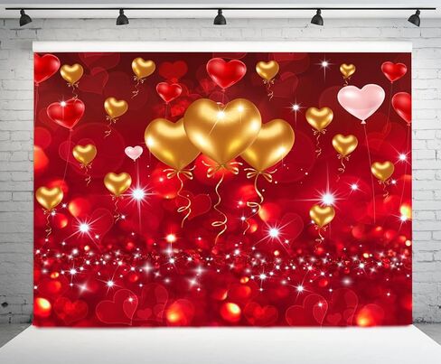 7X5FT Valentine's Day Backdrop Red Love Theme Party Photography Backdrop Love Heart Valentine's Mother's Day Party Backdrop Hearts Balloons Valentine's Day Theme Photography Backdrops DH-354 in Kuwait