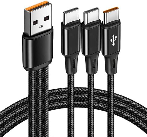 كابل USB C متعدد الشحن ، 60W USB C إلى كابل USB C مع 3 فروع منفصلة 4ft USB C كبلات نايلون مضفر ، 3 في 1 USB C كابل شحن سريع لأجهزة Apple و Android in Kuwait