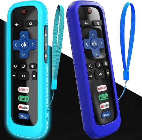 2Pack Cover for Roku Stick Remote, Case Compatible with Hisense TV Controller, Silicone Sleeve for TCL Smart TV Control Holder Glow in The Dark Green Blue in Kuwait