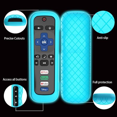 2Pack Cover for Roku Stick Remote, Case Compatible with Hisense TV Controller, Silicone Sleeve for TCL Smart TV Control Holder Glow in The Dark Green Blue in Kuwait