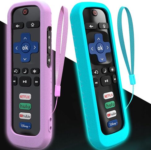 2Pack Cover for Roku Stick Remote, Case Compatible with Hisense TV Controller, Silicone Sleeve for TCL Smart TV Control Holder Glow in The Dark Green Blue in Kuwait