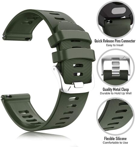 ANCOOL for Garmin Forerunner 245/645/55 Watch Band, 20mm Silicone Sport Watch Band Compatible with Garmin Vivoactive 3/Vivoavtive 5/Venu/Venu SQ 2,for Galaxy Watch 7/6/5/4(Black) in Kuwait