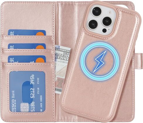 حالة Zouzt لـ iPhone 16 Pro Max 6.9 بوصة ، 2 في 1 محفظة قابلة للفصل مع حامل البطاقة لـ Magsafe Magsafe Magnetic Wireless Charging Pu Leather Folio Folio Kickstand Cover Women in Kuwait
