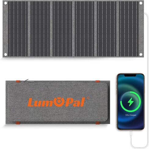 Portable Solar Panel, LUMOPAL 40W Foldable Solar Panel with USB-C PD 40W,5V USB-A QC3.0, DC18-20V Ports, Folding Solar Panel for Traveling Camping Backpacking Compatible with Phone iPad Power Station in Saudi Arabia