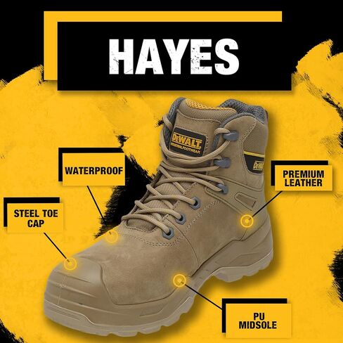 حذاء DEWALT Hayes للرجال مقاوم للماء، جلد، مقدمة فولاذية، حذاء عمل آمن in Saudi Arabia