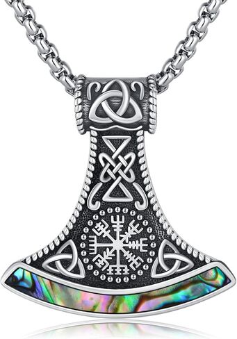 قلادة خوذة YueYuan Viking للرجال، قلادة فايكنغ من الفضة الإسترلينية عيار 925 باللون الأسود مجوهرات فايكنغ من العصور الوسطى لذكرى عيد الميلاد، 20+2 بوصة in Kuwait