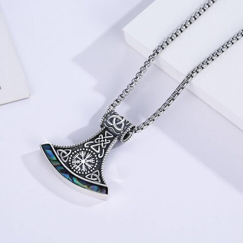 قلادة خوذة YueYuan Viking للرجال، قلادة فايكنغ من الفضة الإسترلينية عيار 925 باللون الأسود مجوهرات فايكنغ من العصور الوسطى لذكرى عيد الميلاد، 20+2 بوصة in Kuwait