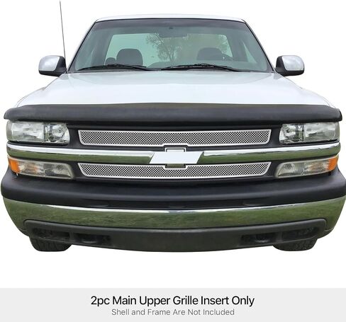 HD Ridez Compatible with Chevy Silverado 1500 2500 3500 1999-2000 & Suburban Tahoe 00-06 Main Upper Stainless Steel Chrome Polished 8x6 Horizontal Billet Grille Insert HDR-GRCA4298S in Saudi Arabia