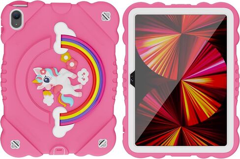 XZC Case for iPad 10th Generation 10.9 Inch 2022 Unicorn Heavy Duty Shockproof Rugged Cover with Built-in Stand/Strap (Pink) in Kuwait
