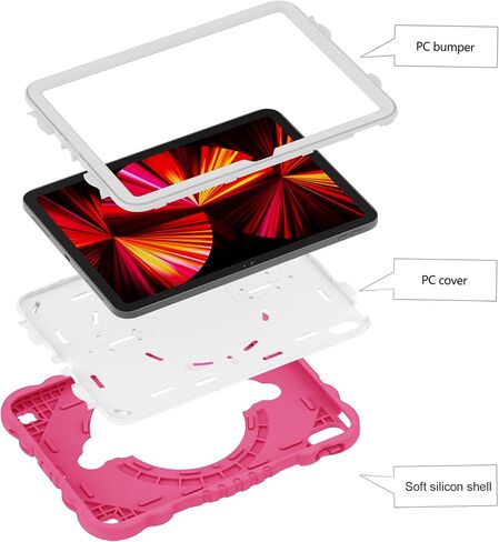 XZC Case for iPad 10th Generation 10.9 Inch 2022 Unicorn Heavy Duty Shockproof Rugged Cover with Built-in Stand/Strap (Pink) in Kuwait