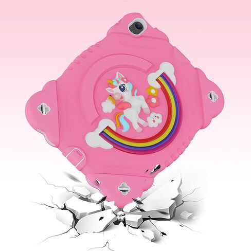 XZC Case for iPad 10th Generation 10.9 Inch 2022 Unicorn Heavy Duty Shockproof Rugged Cover with Built-in Stand/Strap (Pink) in Kuwait