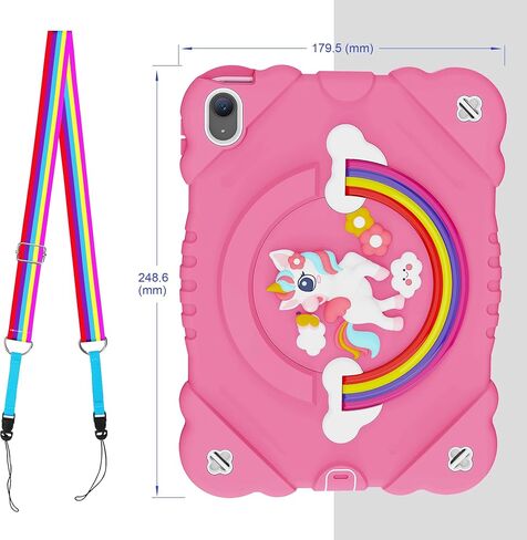 XZC Case for iPad 10th Generation 10.9 Inch 2022 Unicorn Heavy Duty Shockproof Rugged Cover with Built-in Stand/Strap (Pink) in Kuwait