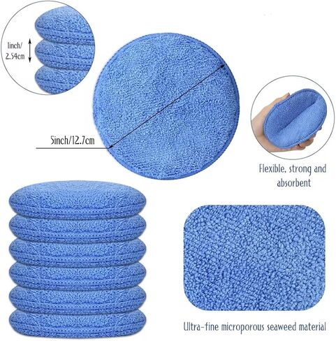 Tanlade 50 Pcs Car Detailing Microfiber Applicator Pad Wax Applicator Wash Microfiber Pads, 5 Inch Diameter (Blue) in Saudi Arabia