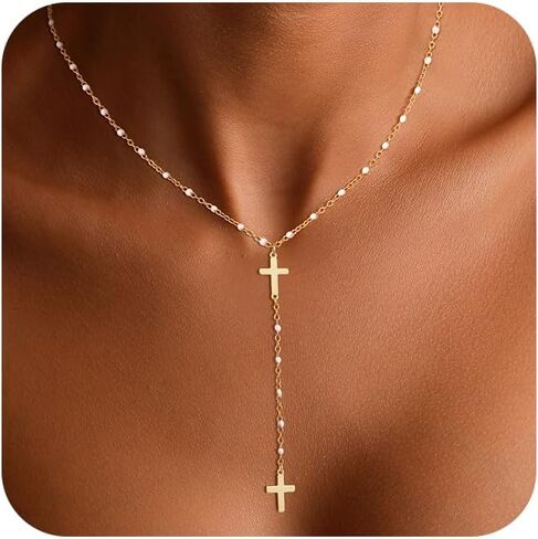 Lariat Gold Necklace for Women Dainty Long Necklace 14k Gold Plated Y-Shaped Layered Chain Necklaces in Saudi Arabia