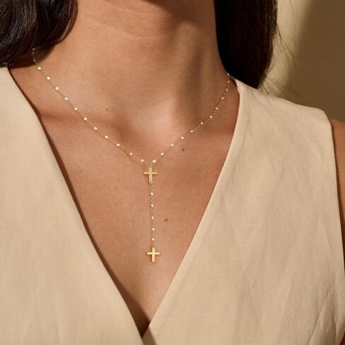 Lariat Gold Necklace for Women Dainty Long Necklace 14k Gold Plated Y-Shaped Layered Chain Necklaces in Saudi Arabia