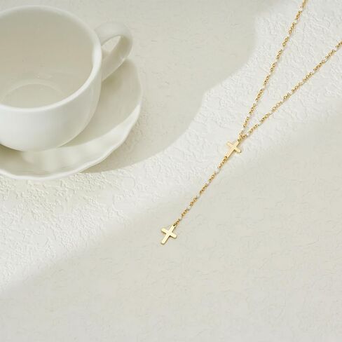 Lariat Gold Necklace for Women Dainty Long Necklace 14k Gold Plated Y-Shaped Layered Chain Necklaces in Saudi Arabia