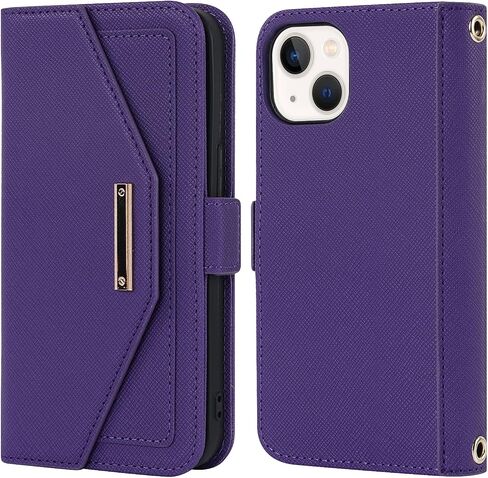 Jaorty Crossbody Wallet for iPhone 14/13 Case with Adjustable Lanyard Strap Credit Card Holder 6.1",PU Leather Handbag Purse Kickstand Make Up Mirror Cover Case for Women Girl,Pink in Kuwait