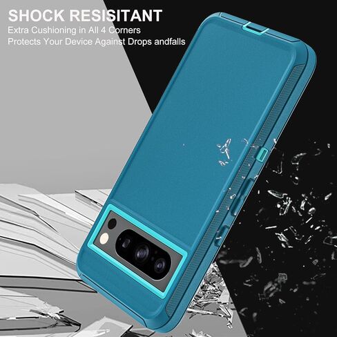 for Google Pixel 8 Pro Case, Military Grade 3 in 1 Heavy Duty Shockproof/Drop Proof/Dust Proof Case with 2Pcs Tempered Glass Screen Protector (Black/Black) in Kuwait