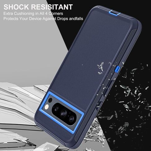 for Google Pixel 8 Pro Case, Military Grade 3 in 1 Heavy Duty Shockproof/Drop Proof/Dust Proof Case with 2Pcs Tempered Glass Screen Protector (Black/Black) in Kuwait